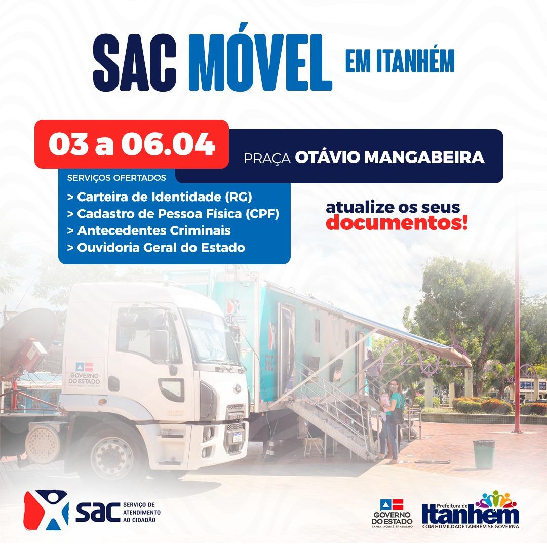 Em parceria com a prefeitura SAC Móvel faz atendimento em Itanhém de 3 a 6 de abril