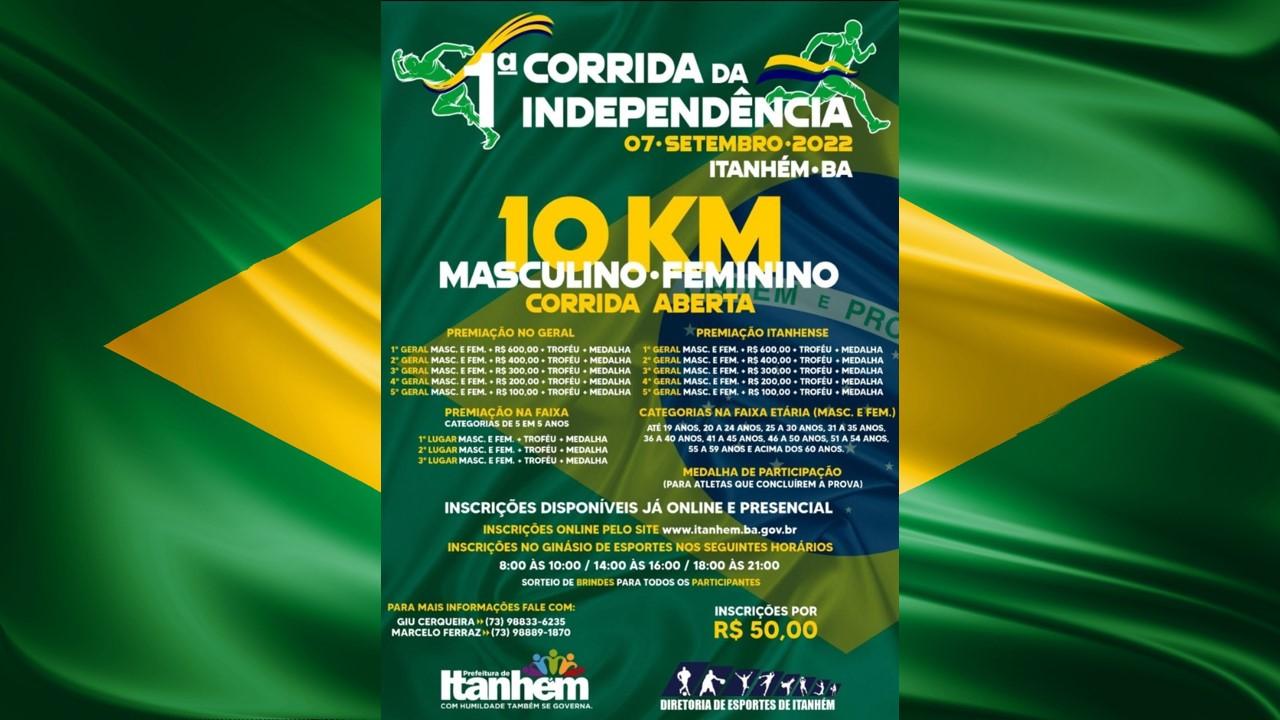 Itanhém se prepara para a 1ª Corrida da Independência, nesta quarta (07)