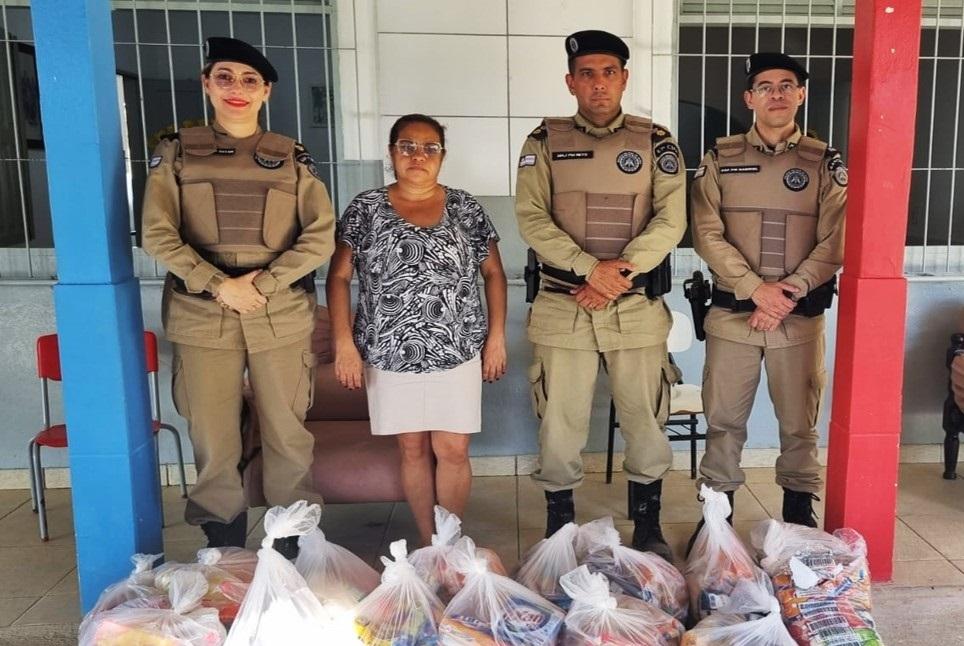 PMBA, através da 87ª e 44ª CIPMs, entrega alimentos da Campanha Força Solidária em Medeiros Neto