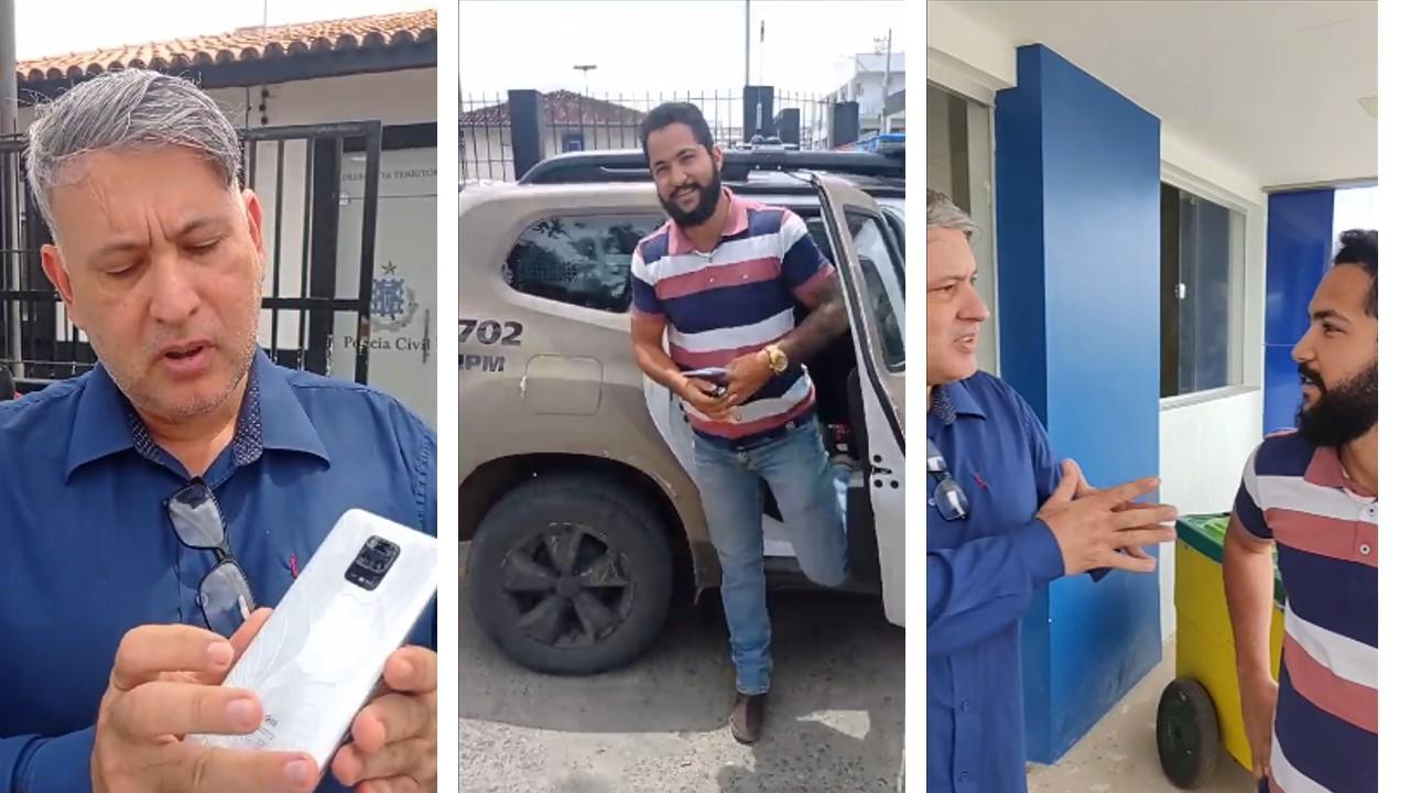 Vereador tem celular quebrado ao tentar fiscalizar obra em Teixeira de Freitas; engenheiro chega à delegacia sorrindo