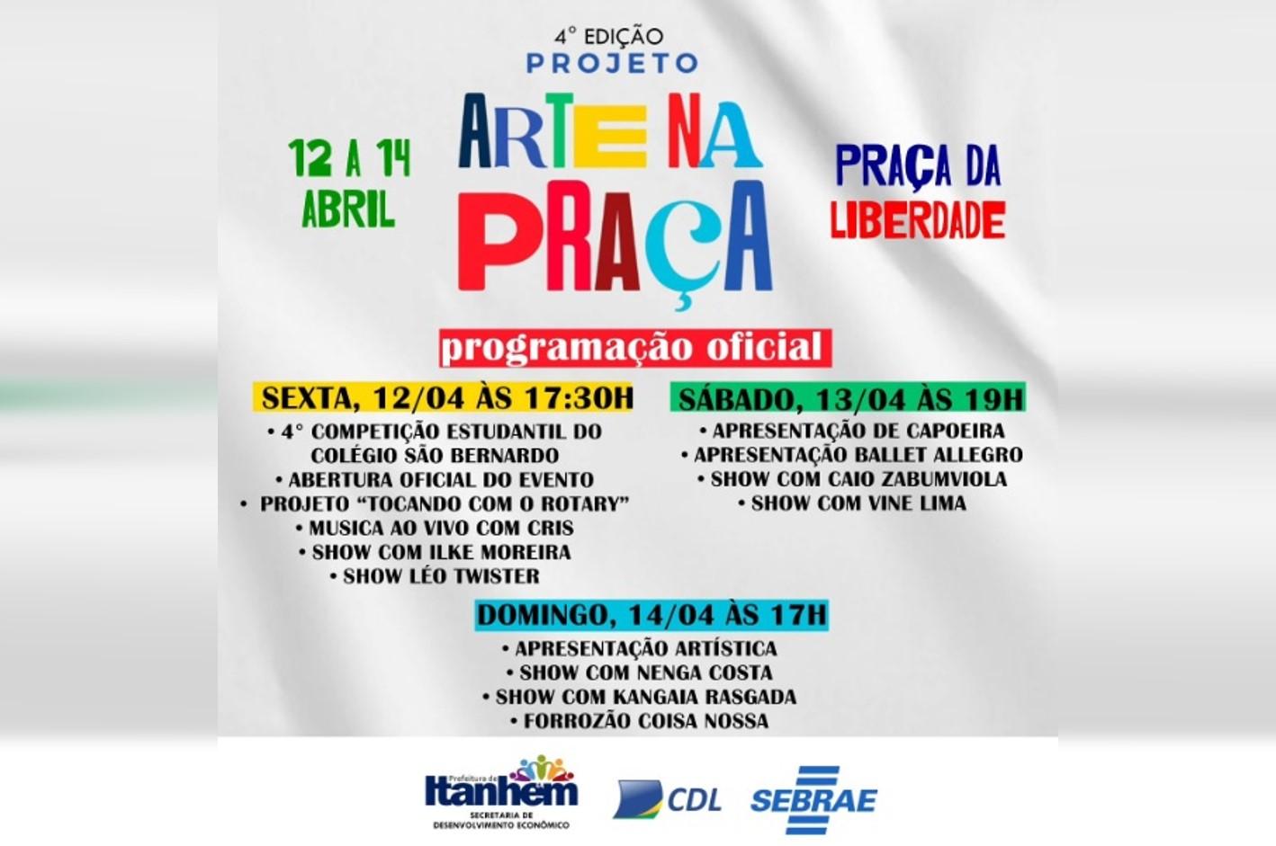 4ª edição do Arte na Praça começa nesta sexta (12) em Itanhém