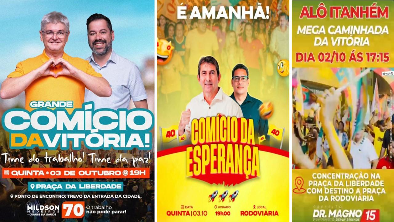 Mildson e Bentivi realizam últimos comícios nesta quinta-feira (3) em Itanhém
