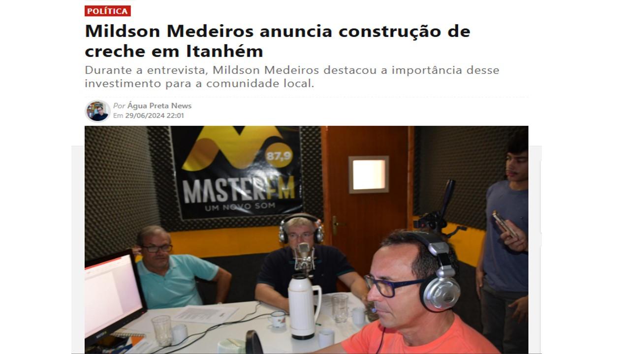 Creche e areninha anunciadas por Bentivi foram conquistadas por Mildson Medeiros