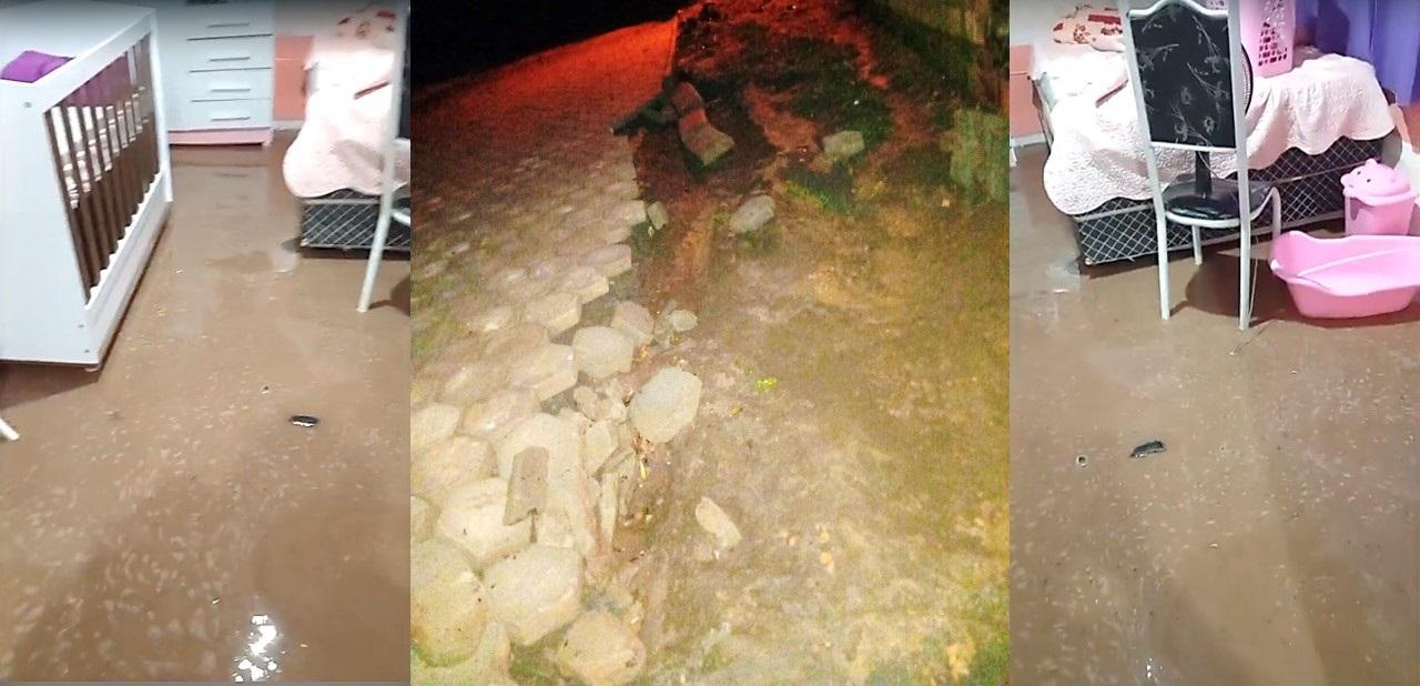 Chuva invade casa e moradora critica qualidade de calçamento em distrito de Itanhém; 