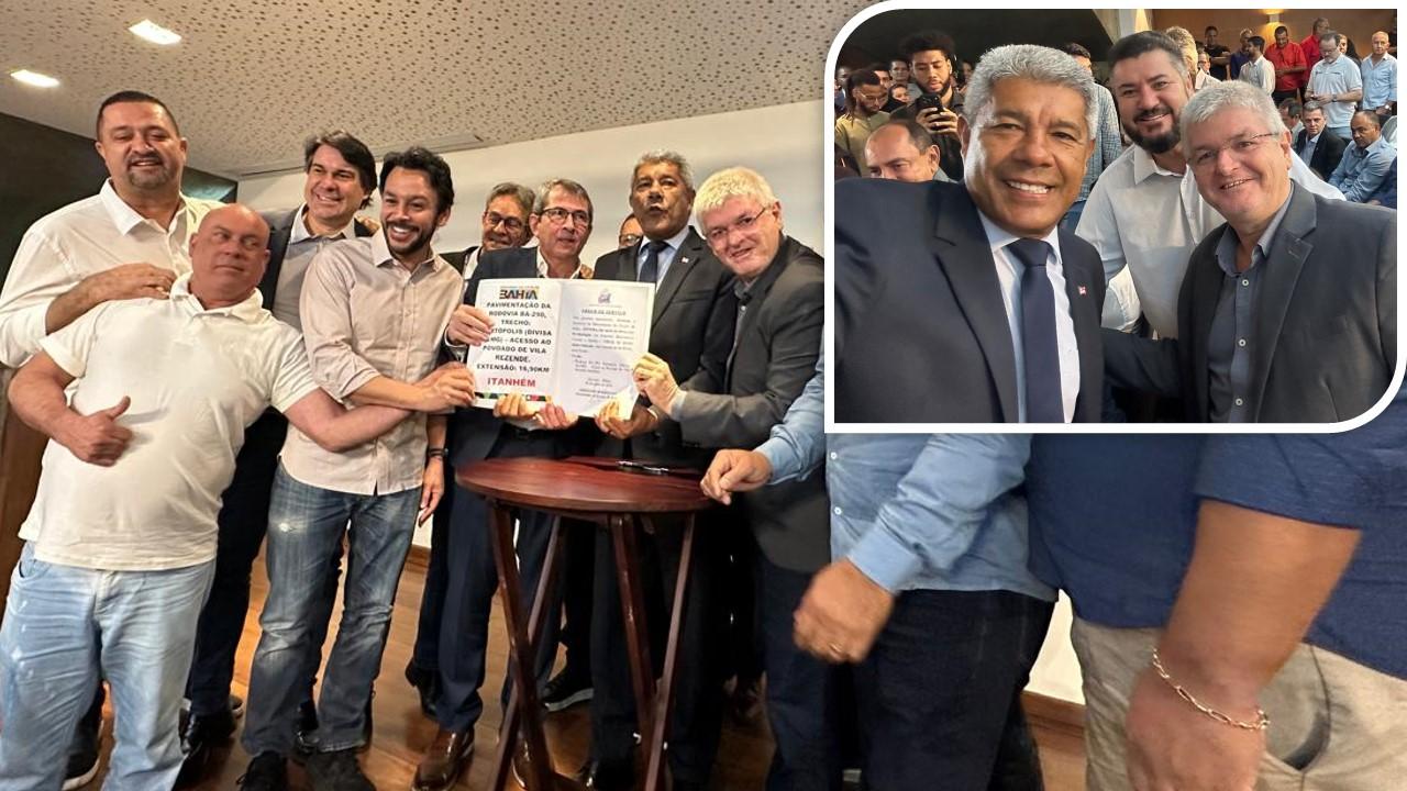 A convite do governador Mildson Medeiros participa de ato de assinatura da licitação da continuidade da BA-290 até Minas Gerais