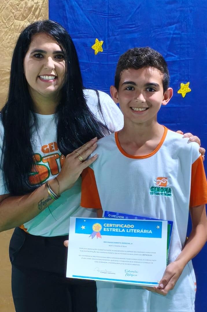 Bento e a professora Miriani Gonçalves.