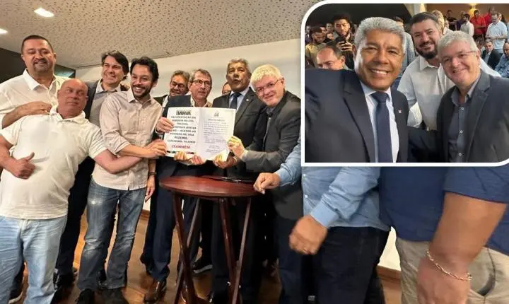 A convite do governador Mildson Medeiros participa de ato de assinatura da licitação da continuidade da BA-290 até Minas Gerais