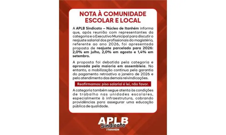 Após paralisação nas escolas, professores aprovam proposta de reajuste apresentada pelo prefeito Bentivi
