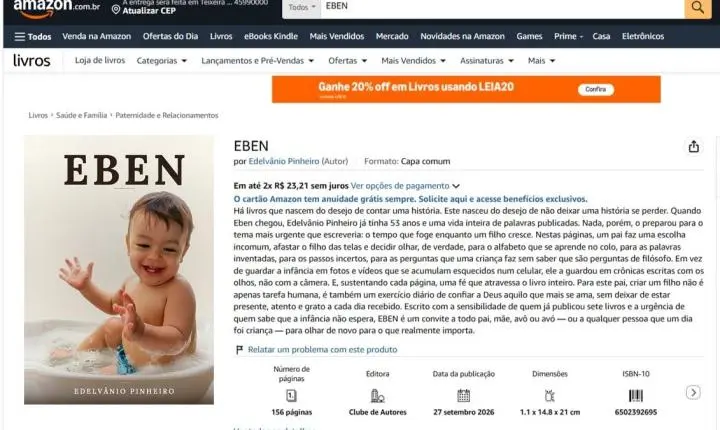 EBEN, novo livro de Edelvânio Pinheiro, chega à Amazon